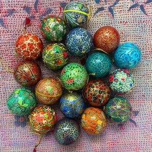 Paper Mache, Christmas Ornaments, Christmas Decoration, Handmade Baubles Balls